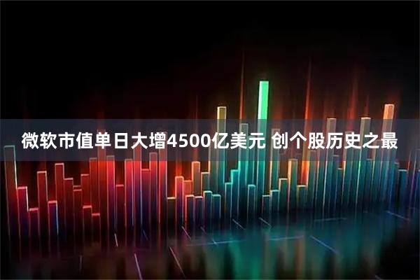 微软市值单日大增4500亿美元 创个股历史之最